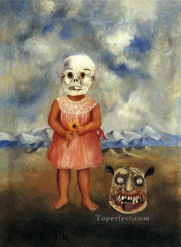 Frida Kahlo Painting - Niña con máscara mortuoria Ella juega sola feminismo Frida Kahlo